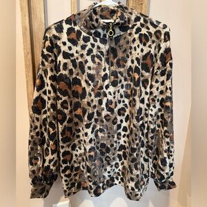 Entro Leopard Print Zip Sweater